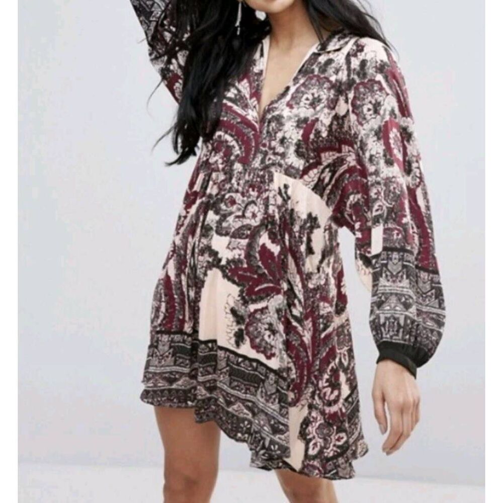 Free People Boho Long Sleeve Mini Dress | Women’s Size Small | New Without Tags
